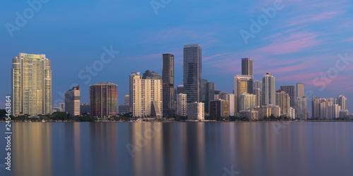 Panoramic cityscape of the Miami skyline at twilight from Miami, Florida © gnagel