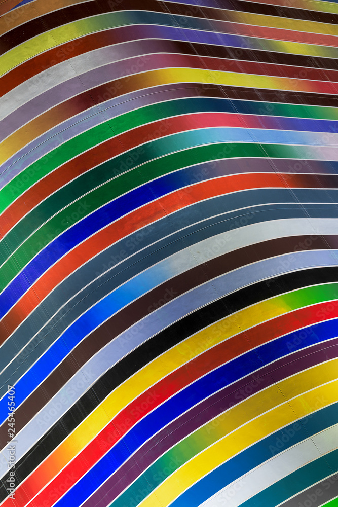Colorful curves on facade of modern building, Miami, Florida, USA Colorful curves on facade of modern building, Miami, Florida, USA