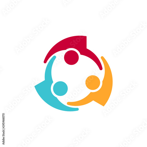 Teamwork People Three happy Persons. Vector Design