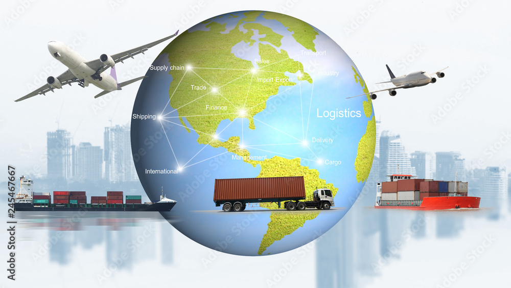 Fototapeta premium Transportation, import-export, logistic, shipping business management