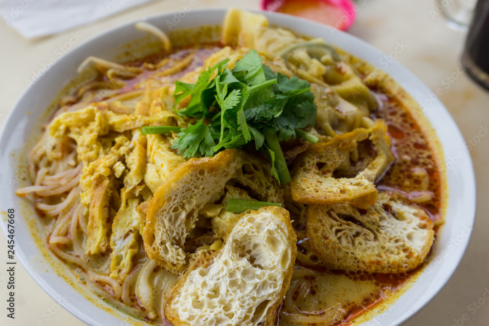 delicious and famous Sarawak Laksa Noodle Soup.