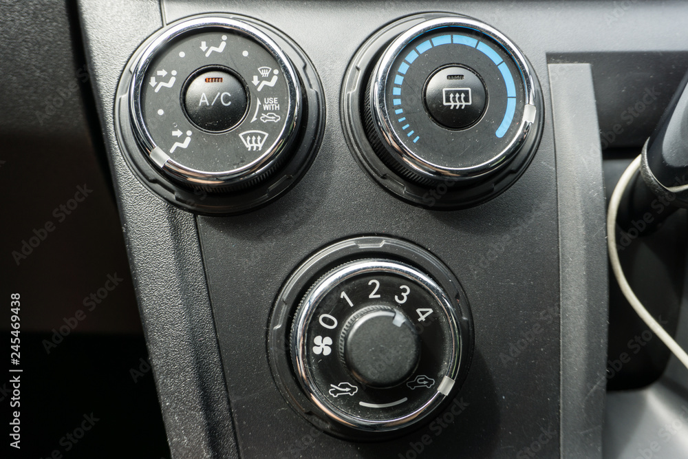Detail of Air conditioner control in car interior Detail of Air conditioner control in car interior