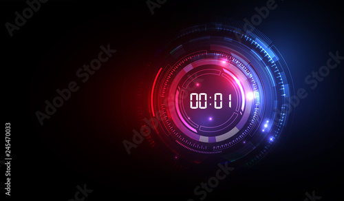 Abstract Futuristic Technology Background with Digital number timer concept and countdown, vector transparent