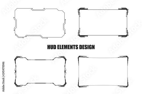 set of technology hud elements design isolated on white background