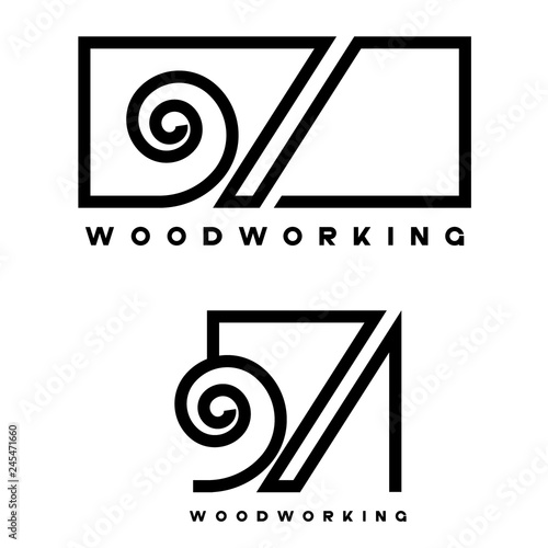  an illustration consisting of an image of a chisel plowing a tree and the inscription "woodworking"