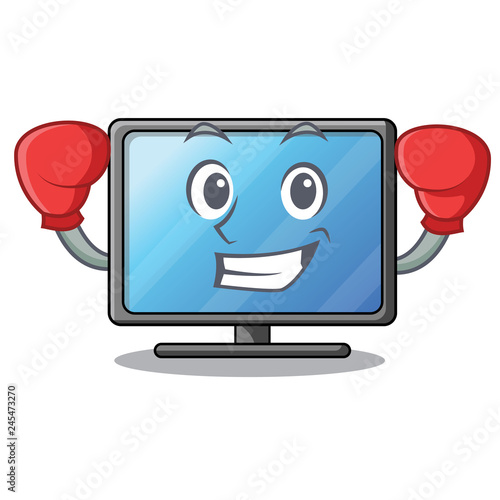 Boxing lcd tv cartoon in living room