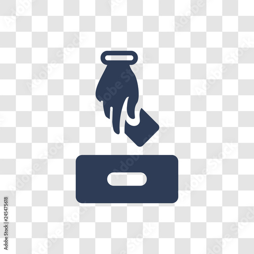 Man holding the vote paper on the box icon vector