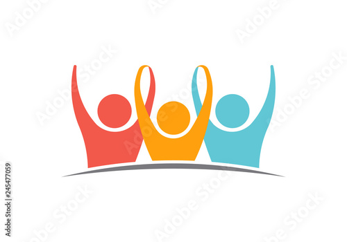 Unity Three logo People Illustration