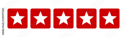 Five stars customer product rating review flat red icon for apps and websites