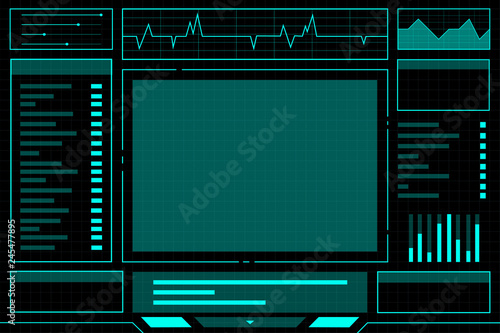 Blue abstract Technology Interface hud on black background vector design.