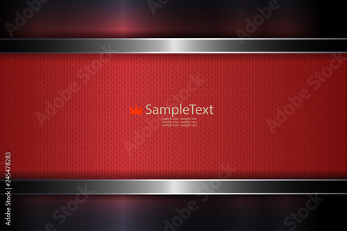 Red dark abstract composition with frame and shiny edging