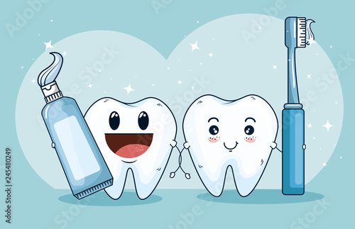 teeth treatment medicine with toothpaste and toothbrush
