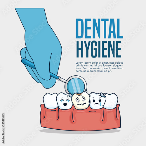 teeth care and mouth mirror diagnosis in the hand