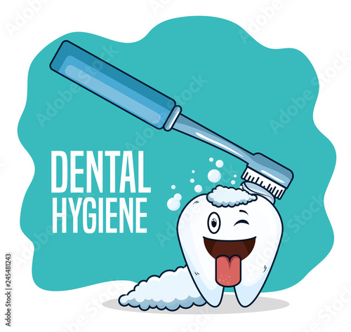 tooth healthcare treatment with toothbrush tool