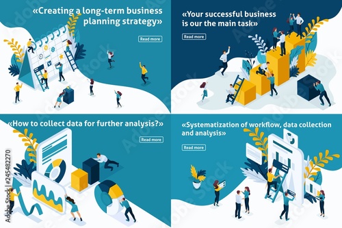 Isometric Set Article for Business Solutions