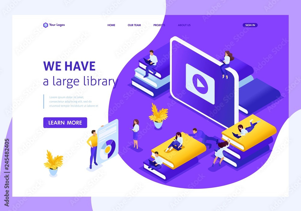 Isometric Landing Page for Education Isometric Landing Page for Education