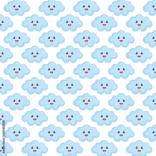 Wallpaper Mural cute cloud kawaii character pattern Torontodigital.ca