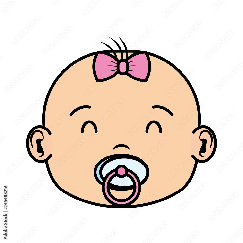 cute and little girl baby head character cute and little girl baby head character