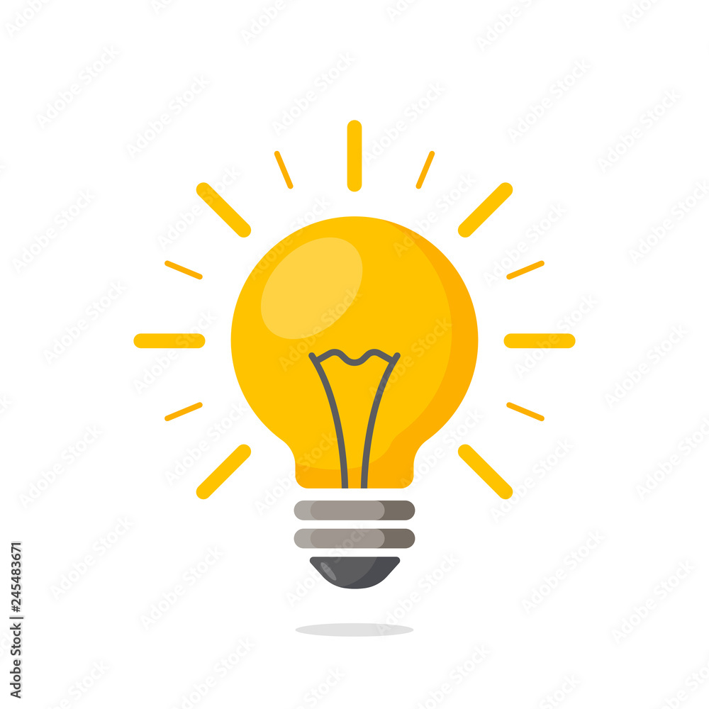 Light bulb with rays shine. Energy and idea symbol. Light bulb with rays shine. Energy and idea symbol.