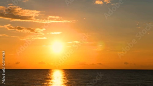 4k. Sunrise  over sea landscape  with clouds. Time lapse  without birds, RAW output