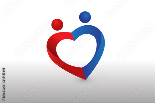 Couple love heart shape image logo