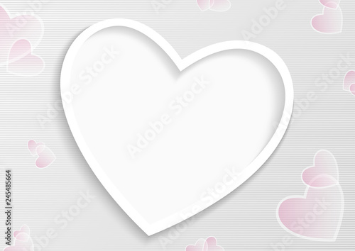 Striped Valentine Background with Hearts in Pink and White Soft Tones - Illus...