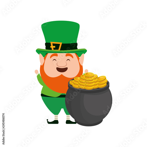 cauldron with coins and leprechaun