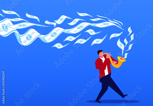 A lot of money flew out of the businessman's trumpet