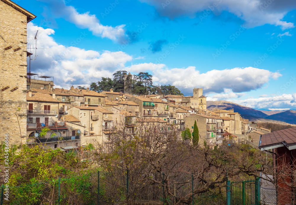 Orvinio (Italy) - A small and charming medieval village of only 387 inhabitants, inserted in the club of the most beautiful villages in Italy; province of Rieti. Here the historical center in stone.