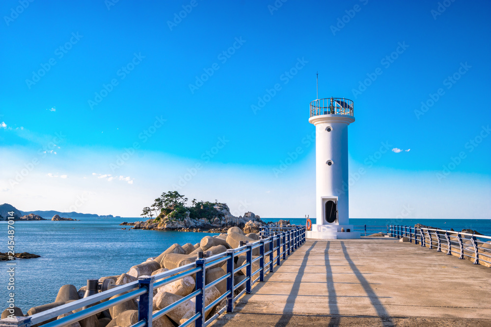 Samcheok Galnamhang port with lighthouse visible