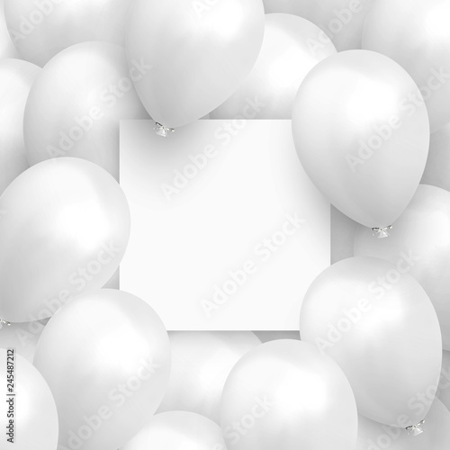 Background balloons. Template Banner with a clean sheet of paper. Realistic celebration design baloon.