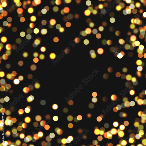 Light effect is bright sparkles bokeh, on black background.
