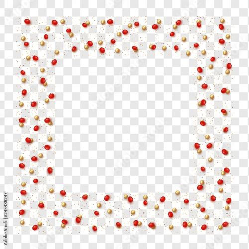 Realistic Red berries of Rowan and pearl, isolated on a transparent background. vector illustration