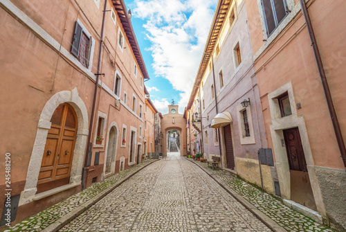 Orvinio (Italy) - A small and charming medieval village of only 387 inhabitants, inserted in the club of the most beautiful villages in Italy; province of Rieti. Here the historical center in stone. photo