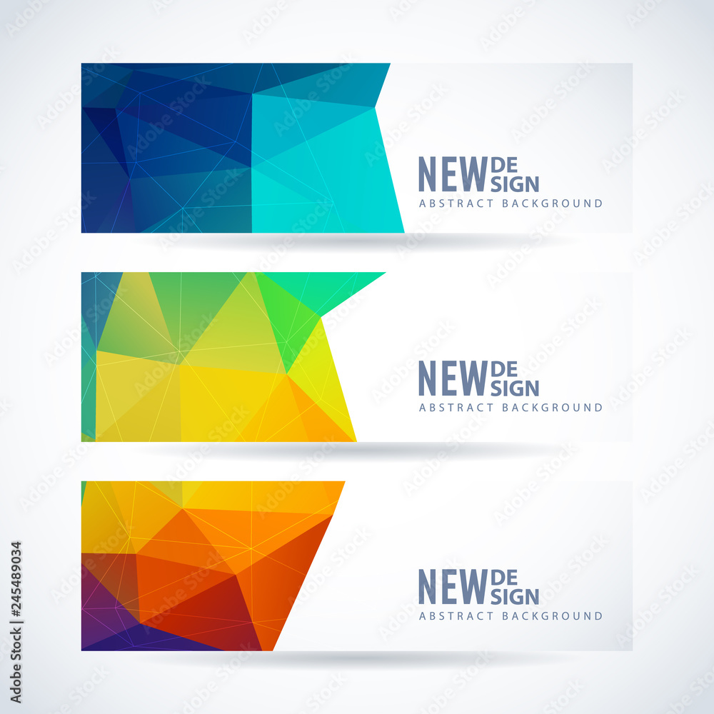 Vector design template set of banner or header with rainbow triangle colorful background Vector design template set of banner or header with rainbow triangle colorful background