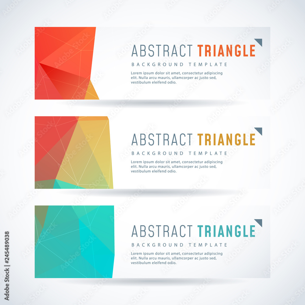 Vector design template set of banner or header with rainbow triangle colorful background