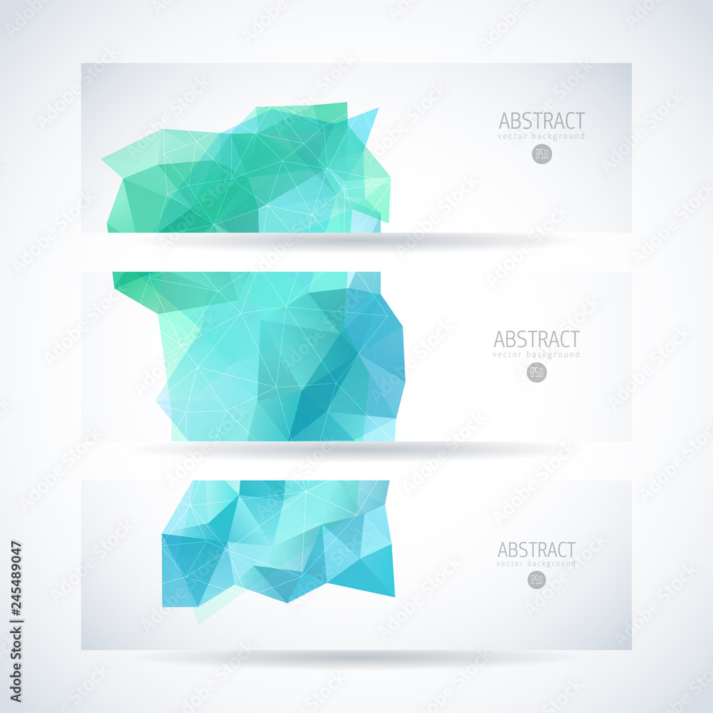 Blue abstract triangle background vector design template set of banner, header for website Blue abstract triangle background vector design template set of banner, header for website