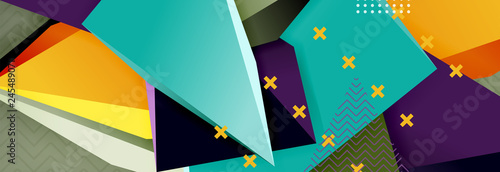 3d triangular shapes geometric background. Origami style pattern with triange shapes for decorative design. Poster design. Line design. Modern presentation template
