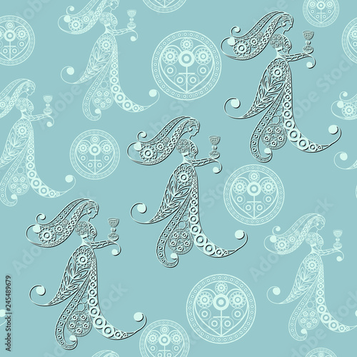 Seamless texture with Tarot cards 6