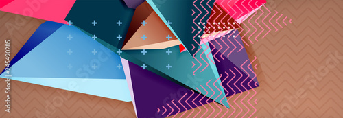 3d triangular shapes geometric background. Origami style pattern with triange shapes for decorative design. Poster design. Line design. Modern presentation template