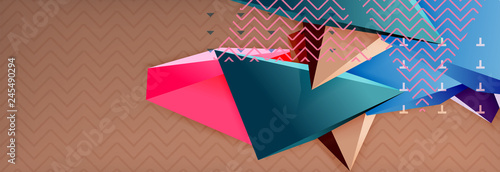 3d triangular shapes geometric background. Origami style pattern with triange shapes for decorative design. Poster design. Line design. Modern presentation template