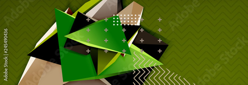 3d triangular shapes geometric background. Origami style pattern with triange shapes for decorative design. Poster design. Line design. Modern presentation template