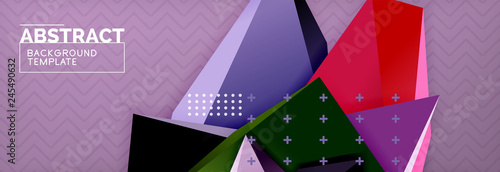 3d triangular shapes geometric background. Origami style pattern with triange shapes for decorative design. Poster design. Line design. Modern presentation template
