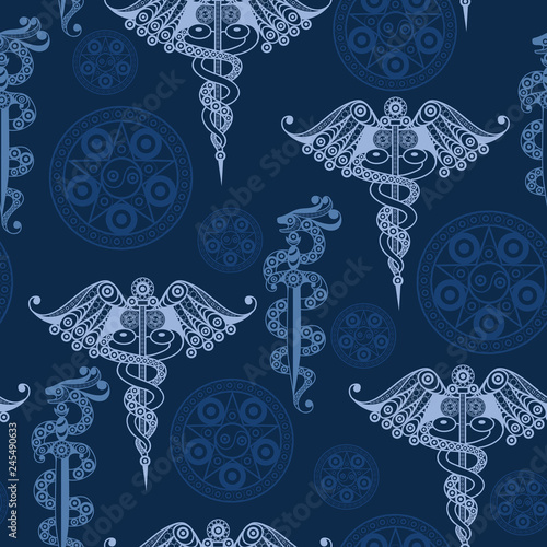 Seamless texture with Tarot cards 9