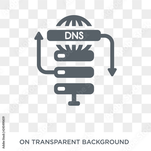 Dns icon. Trendy flat vector Dns icon on transparent background from web hosting collection. High quality filled Dns symbol use for web and mobile