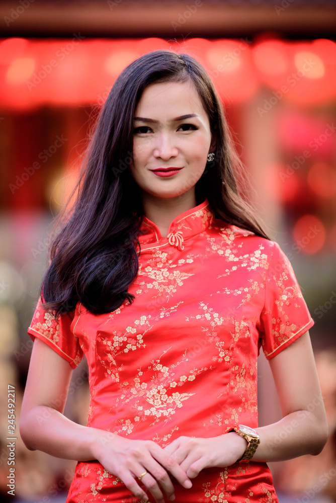 Portrait of Asian Chinese and Thai girl with Happy Chinese New Year concept. Portrait of Asian Chinese and Thai girl with Happy Chinese New Year concept.