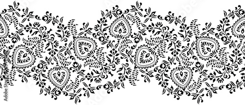 Seamless black and white traditional indian border