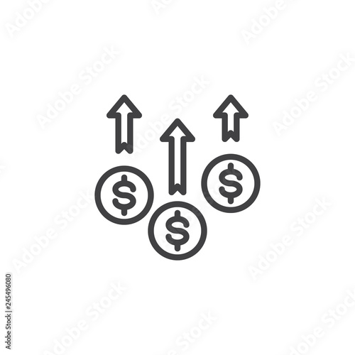 Increase Profit Chart line icon. linear style sign for mobile concept and web design. Business, Profit rising outline vector icon. Dollar rate increase symbol, logo illustration. Pixel perfect vector