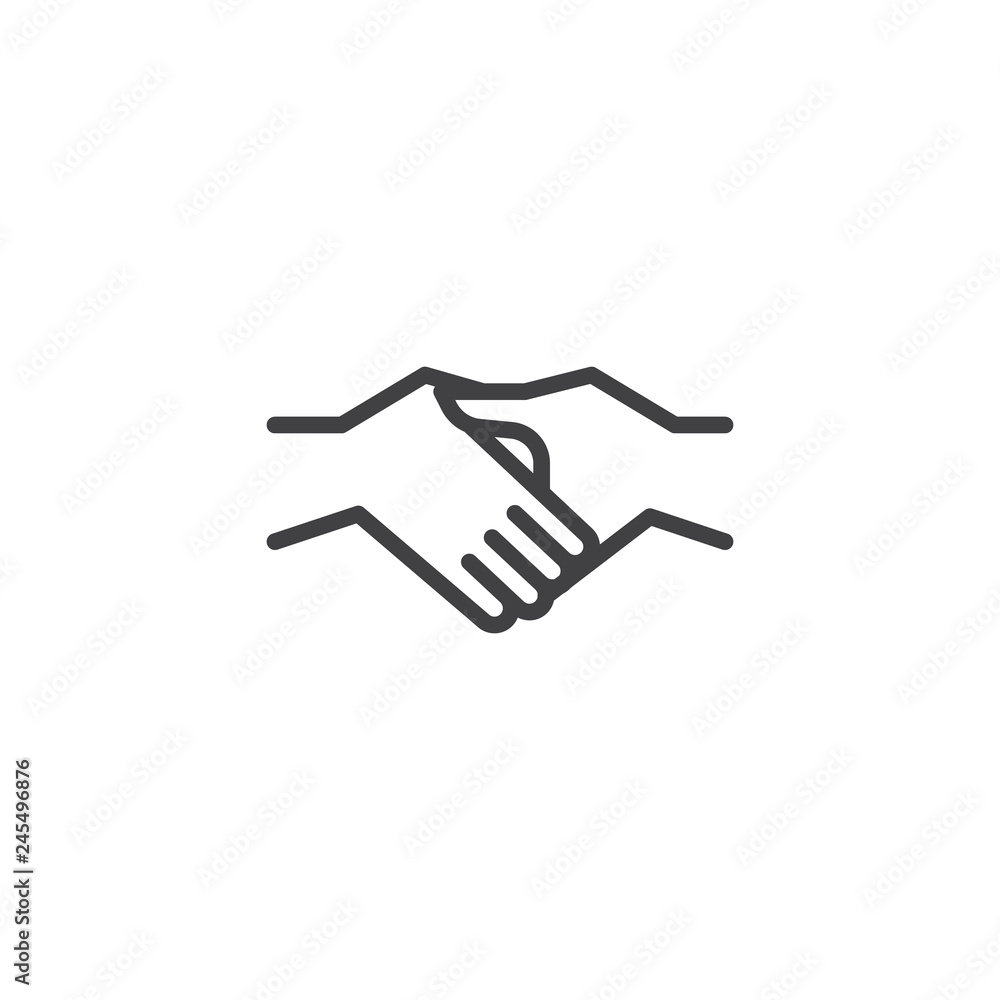 Business handshake line icon. linear style sign for mobile concept and web design. Agreement handshake outline vector icon. Symbol, logo illustration. Pixel perfect vector graphics Business handshake line icon. linear style sign for mobile concept and web design. Agreement handshake outline vector icon. Symbol, logo illustration. Pixel perfect vector graphics