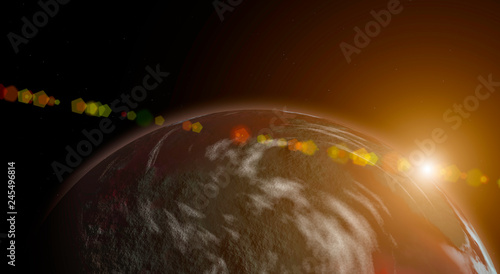 Fototapeta Naklejka Na Ścianę i Meble -  Digital recreation of a planet and star in outer space